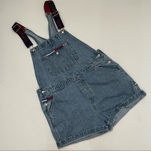 Vintage Tommy Hilfiger Overall Bib Shorts 90s Y2K - Picture 2 of 5